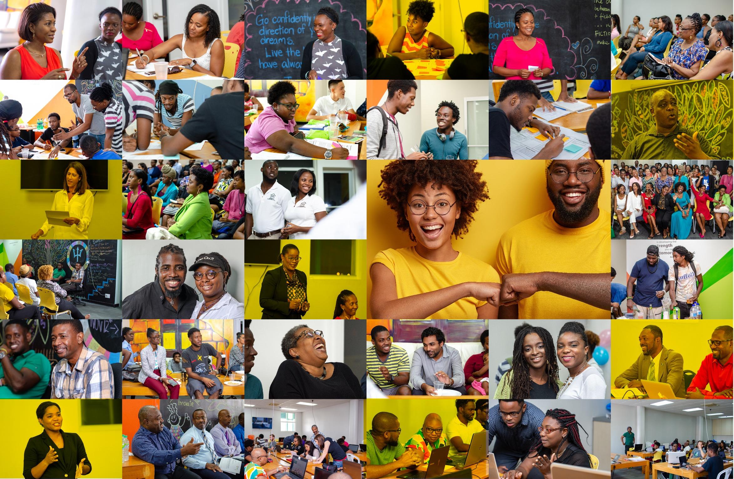 A collage of TEN Habitat founders and community moments